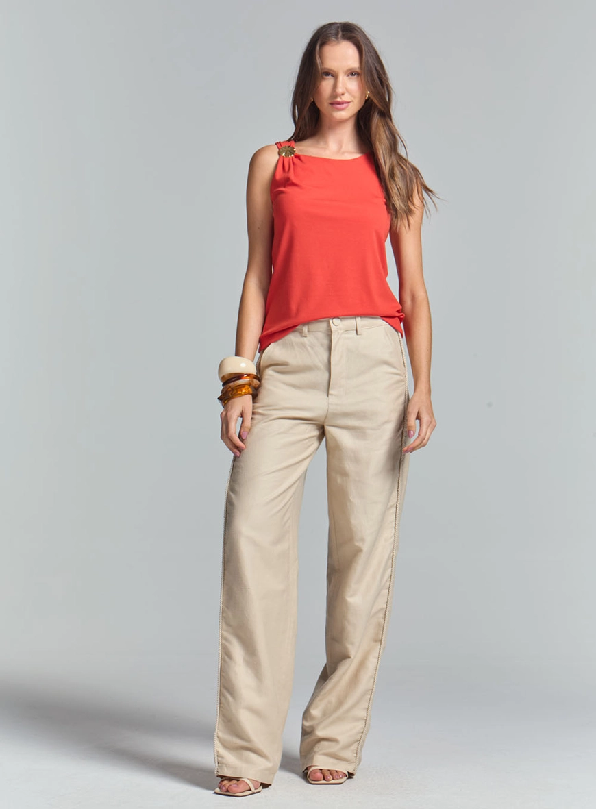 Blusa Slim Com Detalhe De Passante Drapeado Vermelho 1