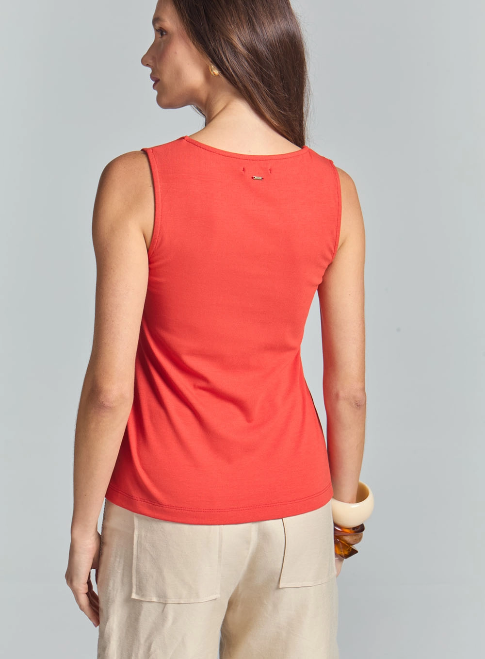 Blusa Slim Com Detalhe De Passante Drapeado Vermelho 4