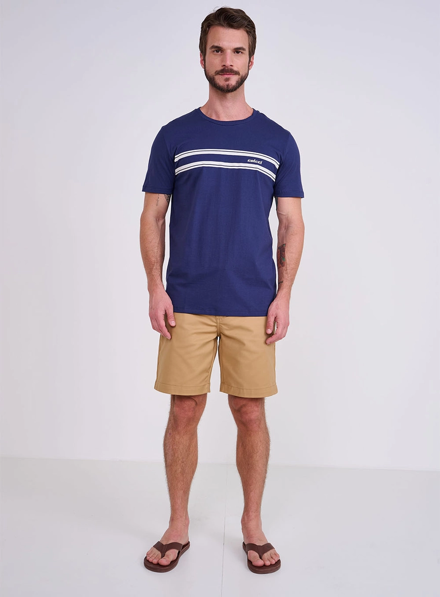Camiseta Slim Com Listra