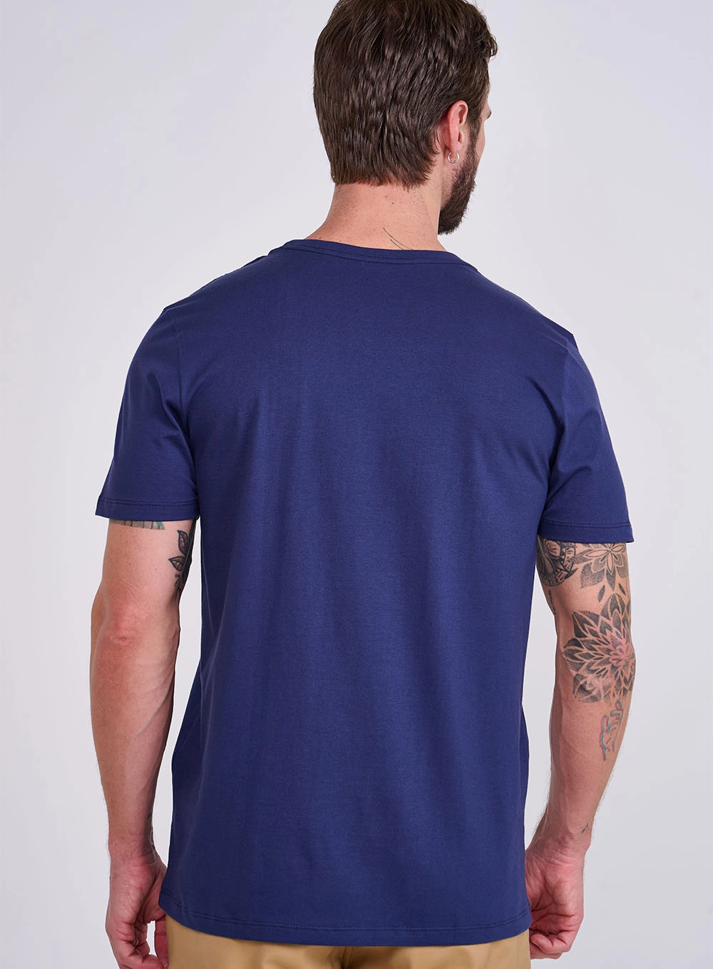 Camiseta Slim Com Listra Azul