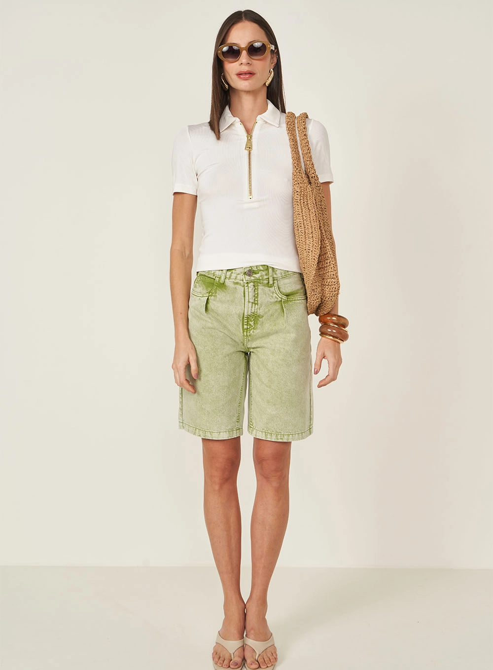 Bermuda Sarja  Feminina Jade Verde
