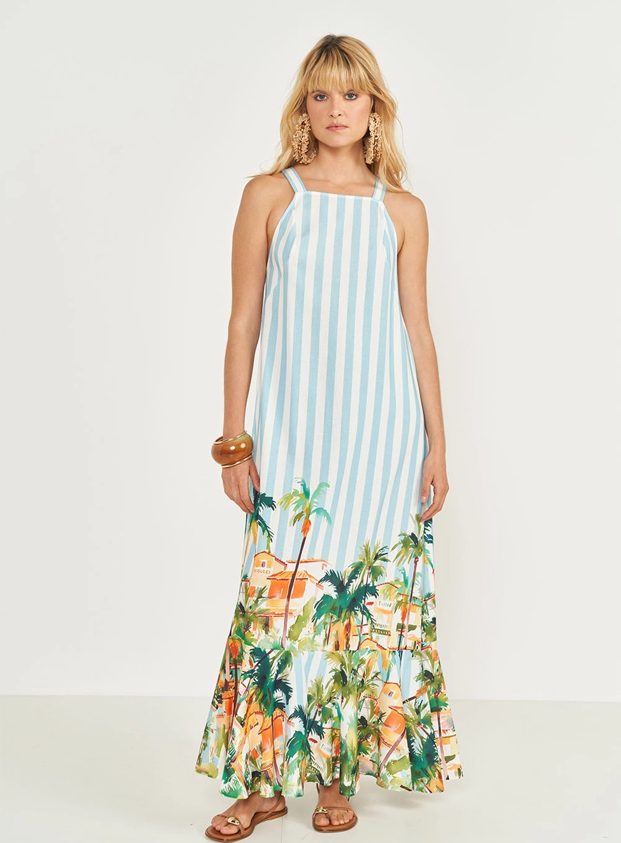 Vestido Midi Reto Estampado