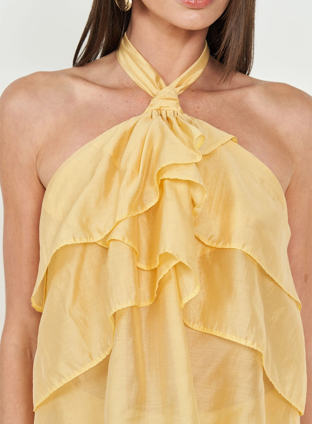 Blusa Halter Com Babados Bege