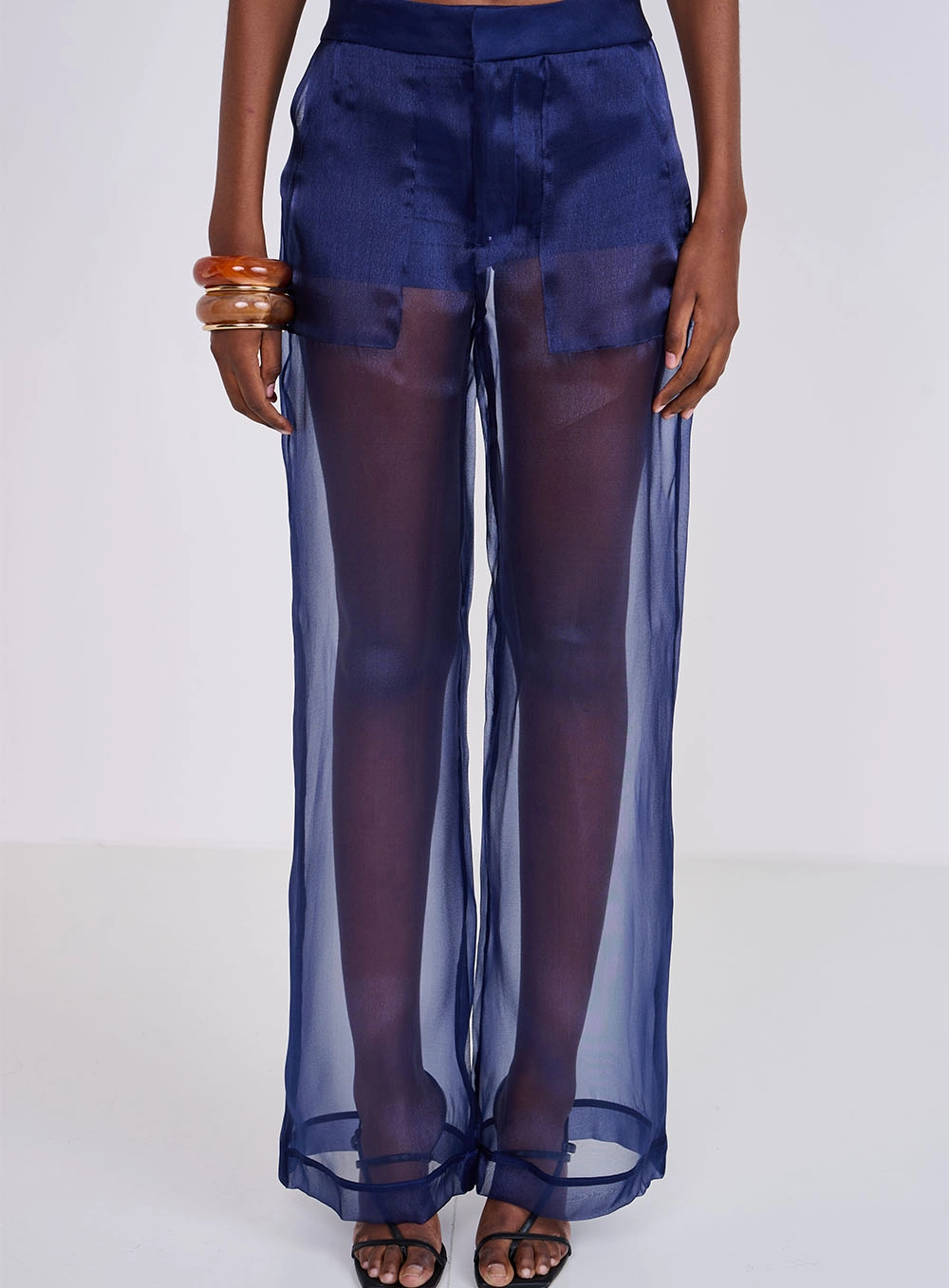 Calça Jade Com Transparência Azul