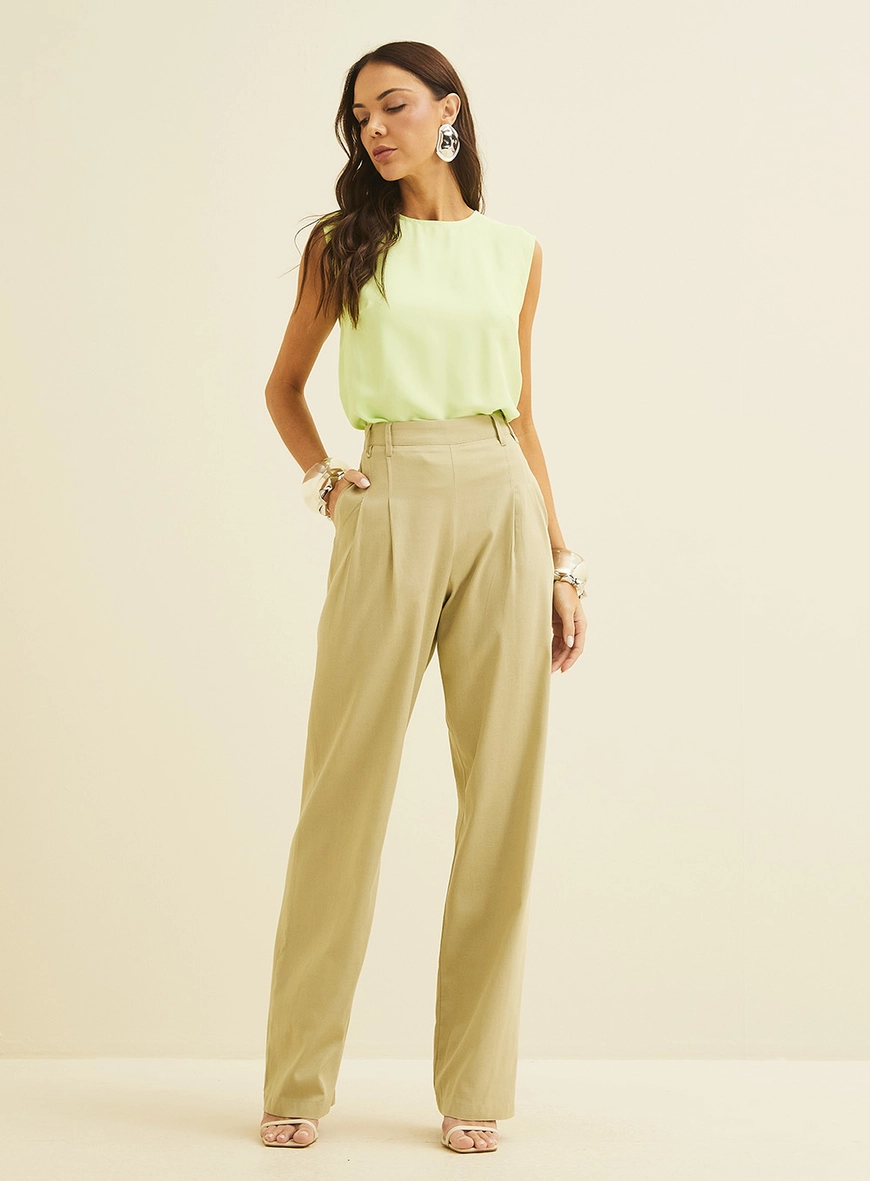 Calça Feminina Alfaiataria Reta Verde