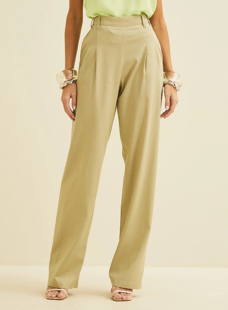 Calça Feminina Alfaiataria Reta Verde