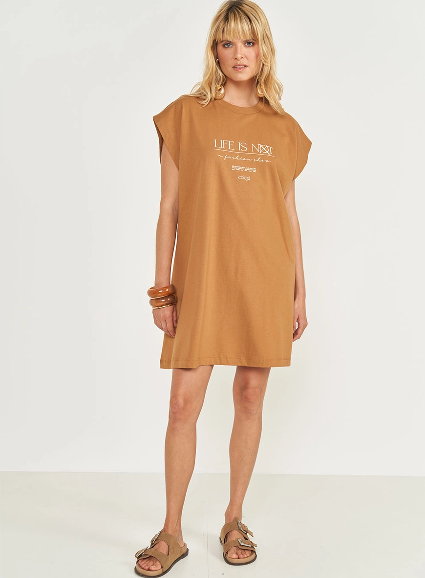 Vestido T-shirt Com Estampa