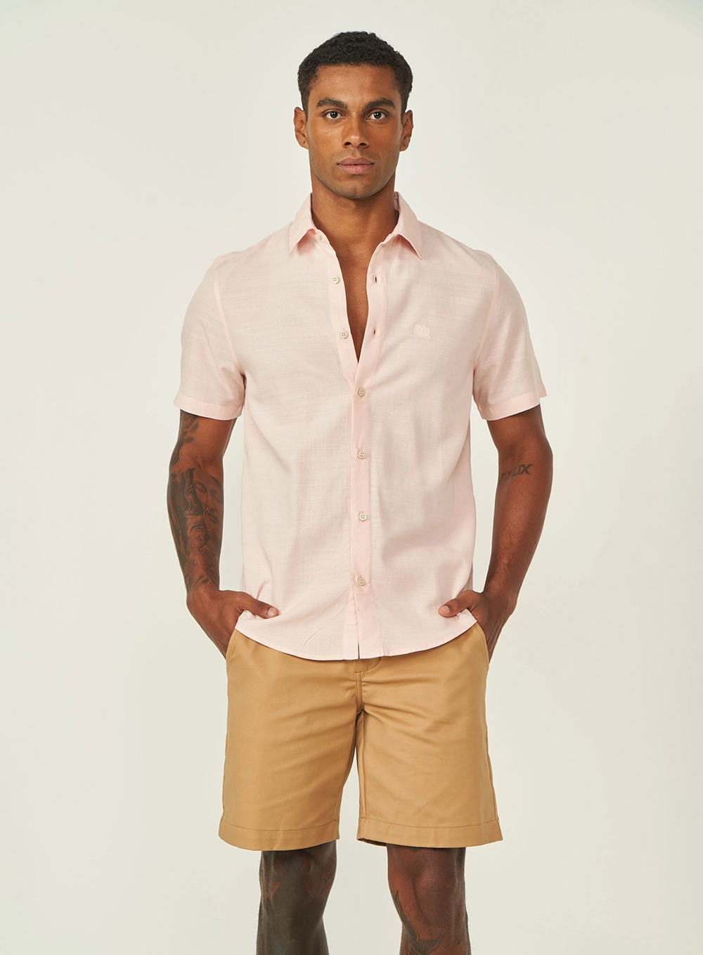 Camisa Relax Manga Curta Rosa
