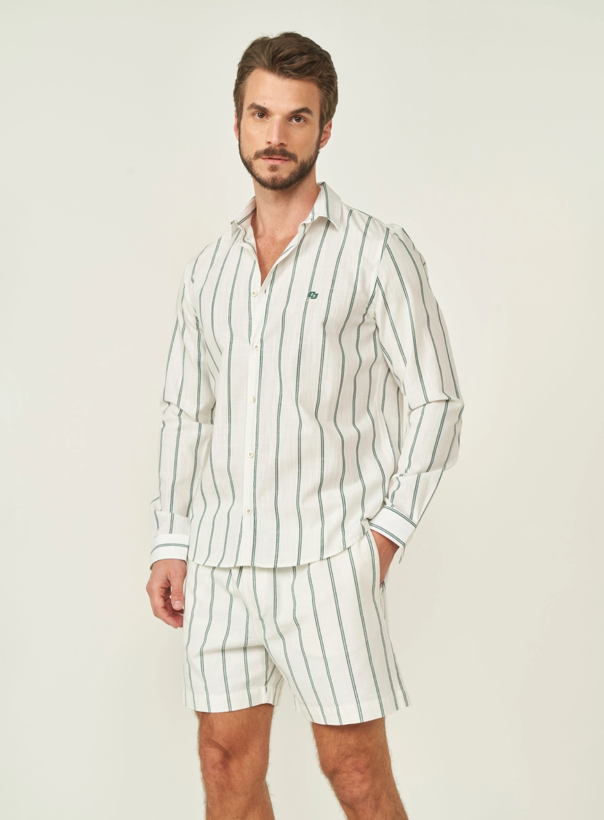 Camisa Listrada Relax Manga Longa