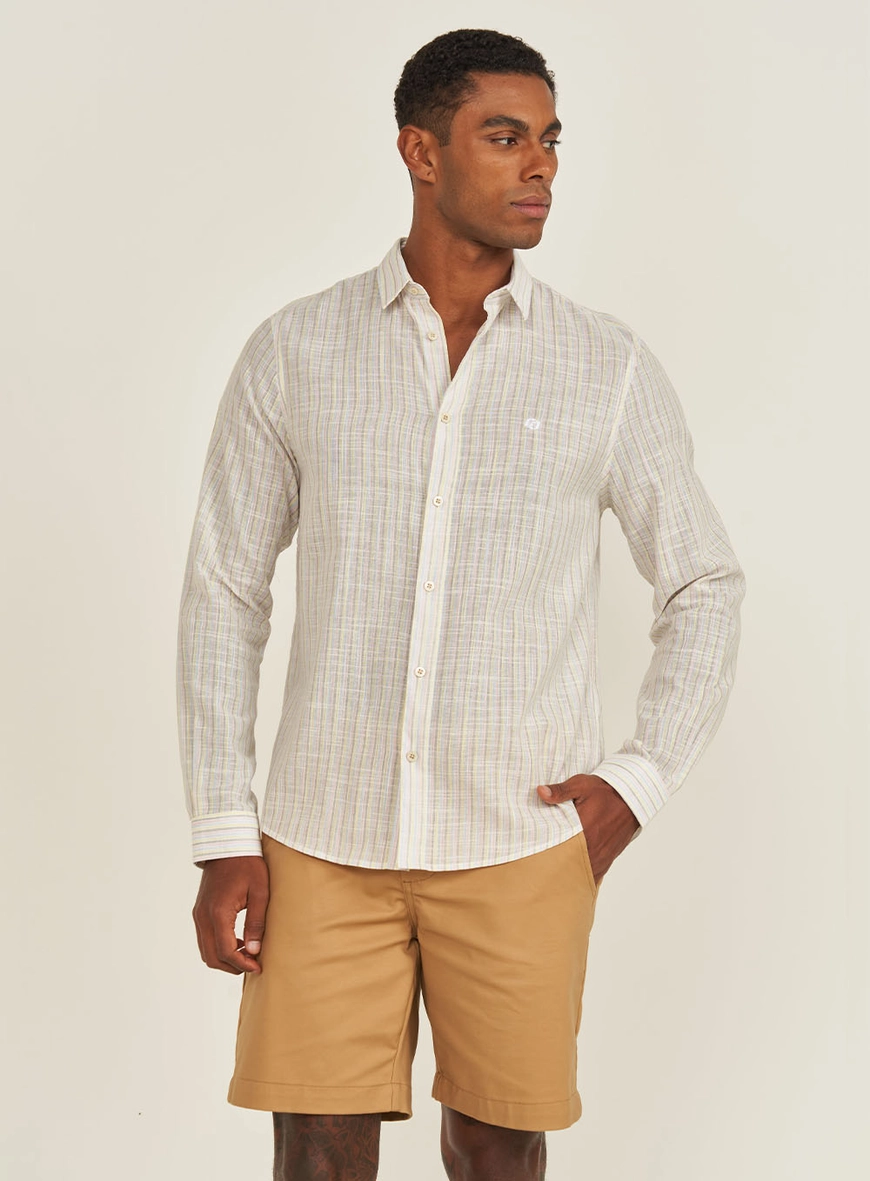 Camisa Listrada Relax Manga Longa