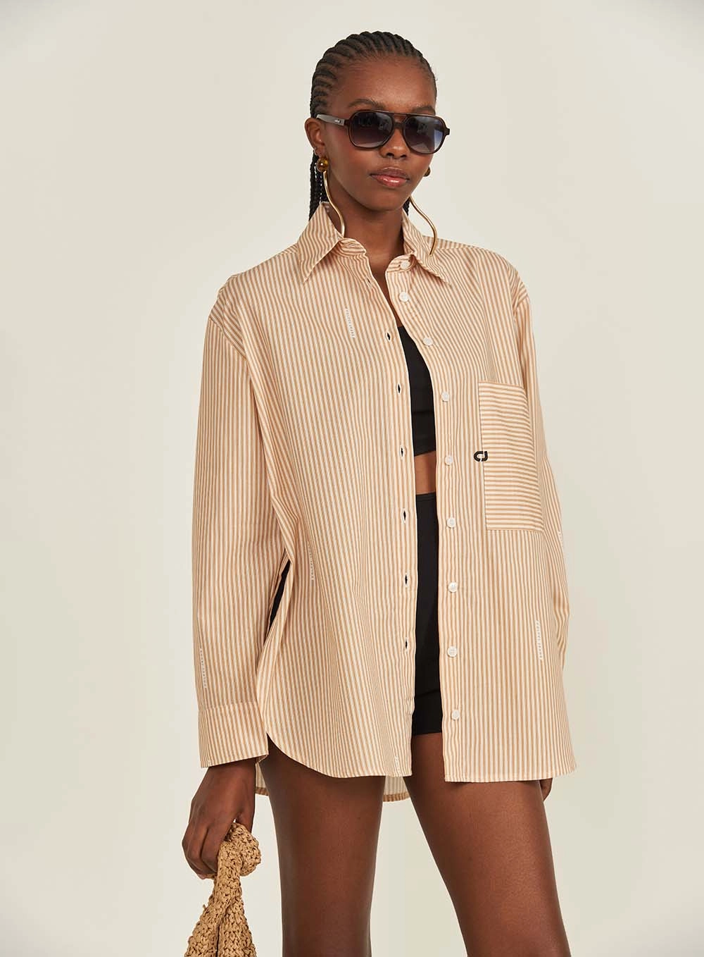 Camisa Feminina Alfaiataria Loose Listrada Estampados