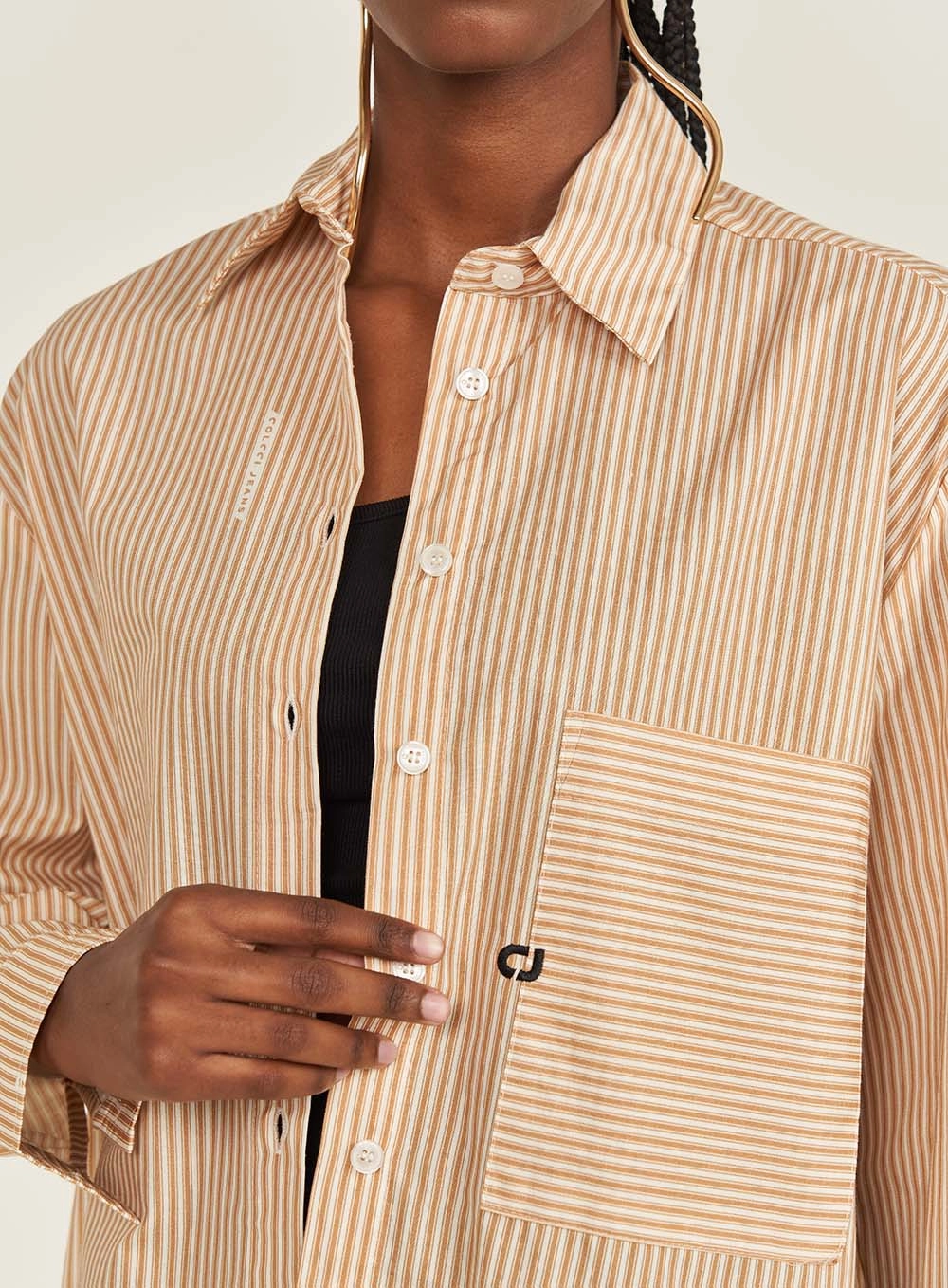 Camisa Feminina Alfaiataria Loose Listrada Estampados