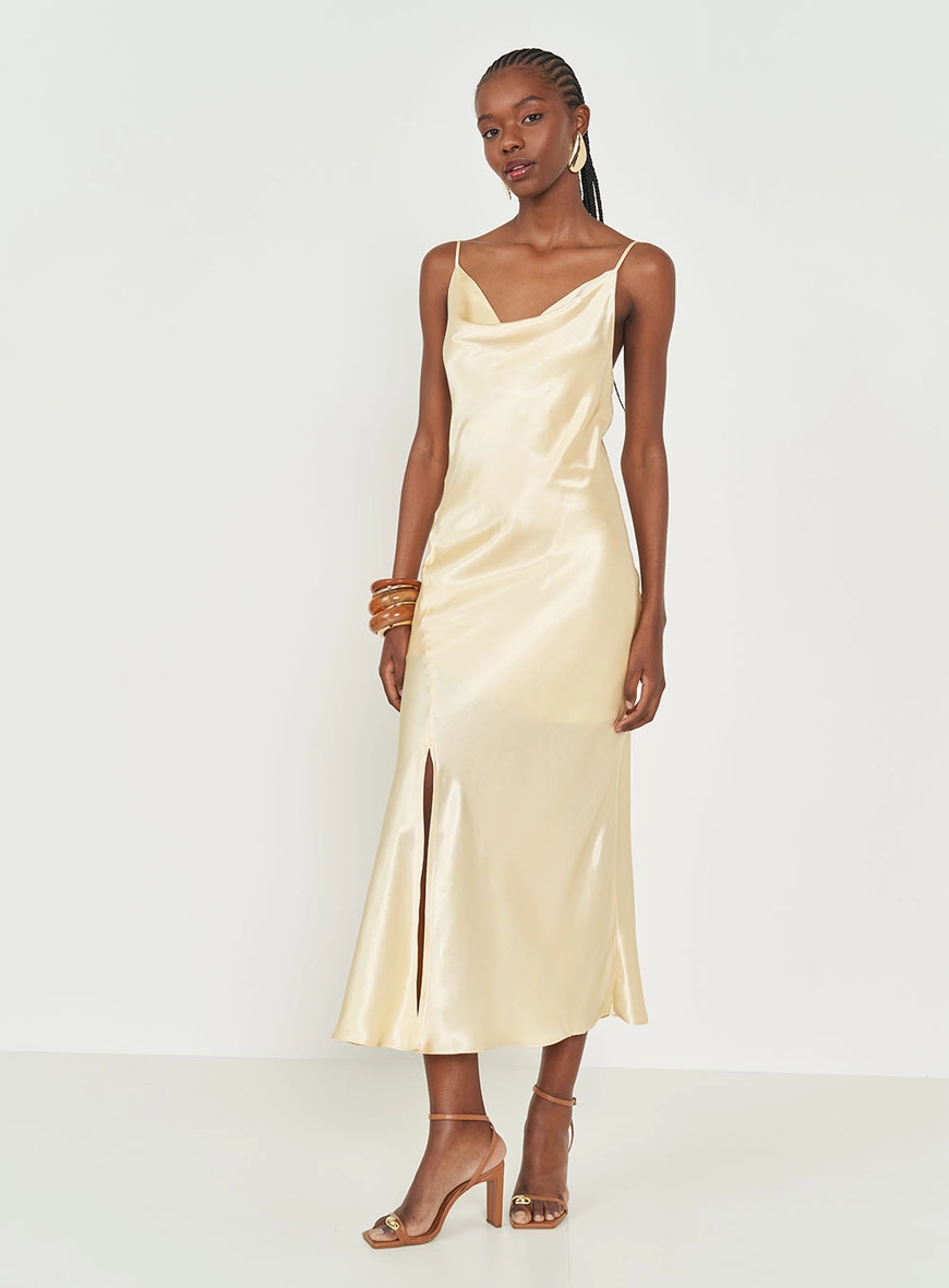 Vestido Degagê Midi Acetinado