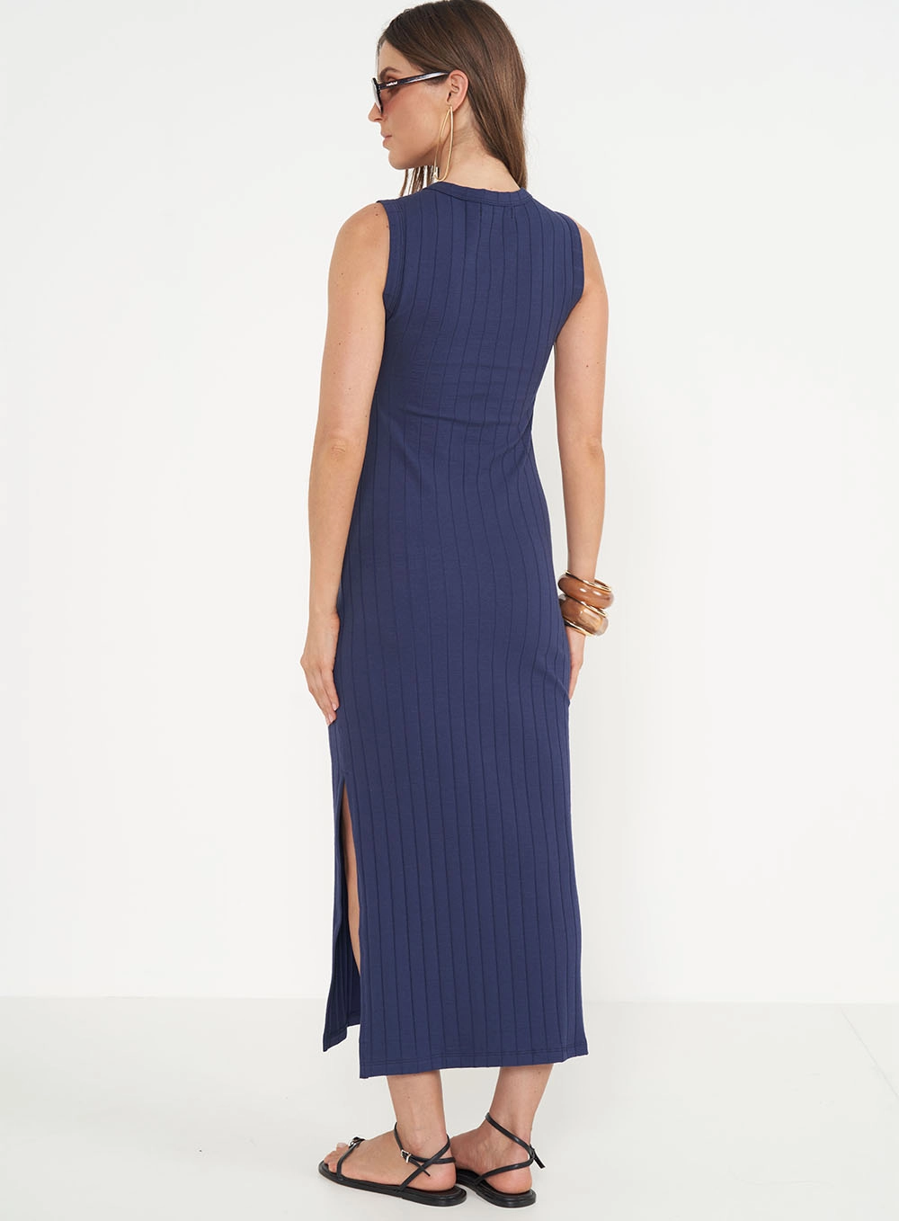 Vestido Regata Midi Solto Azul