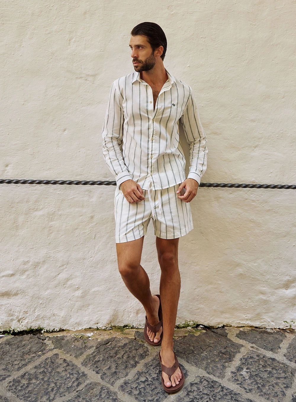 Beachshort Listrado Com Amarração Estampados