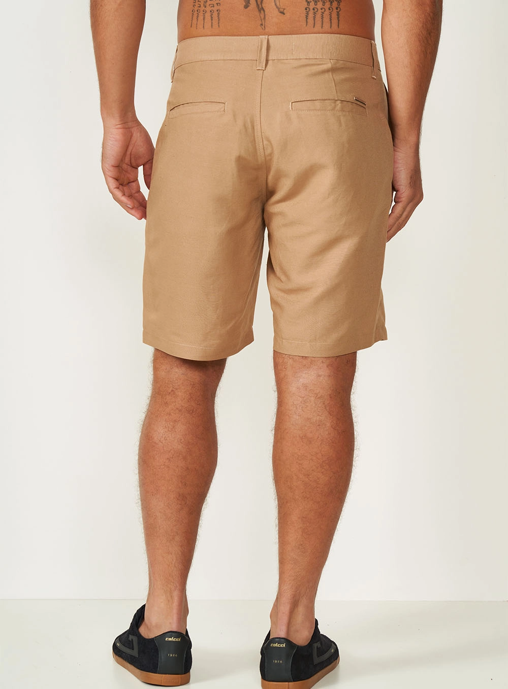 Bermuda Masculina Davi Em Linho Bege