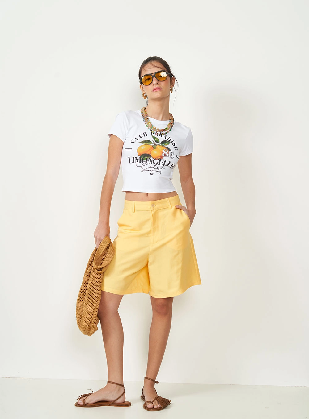 Bermuda Em Linho Joana Amarelo