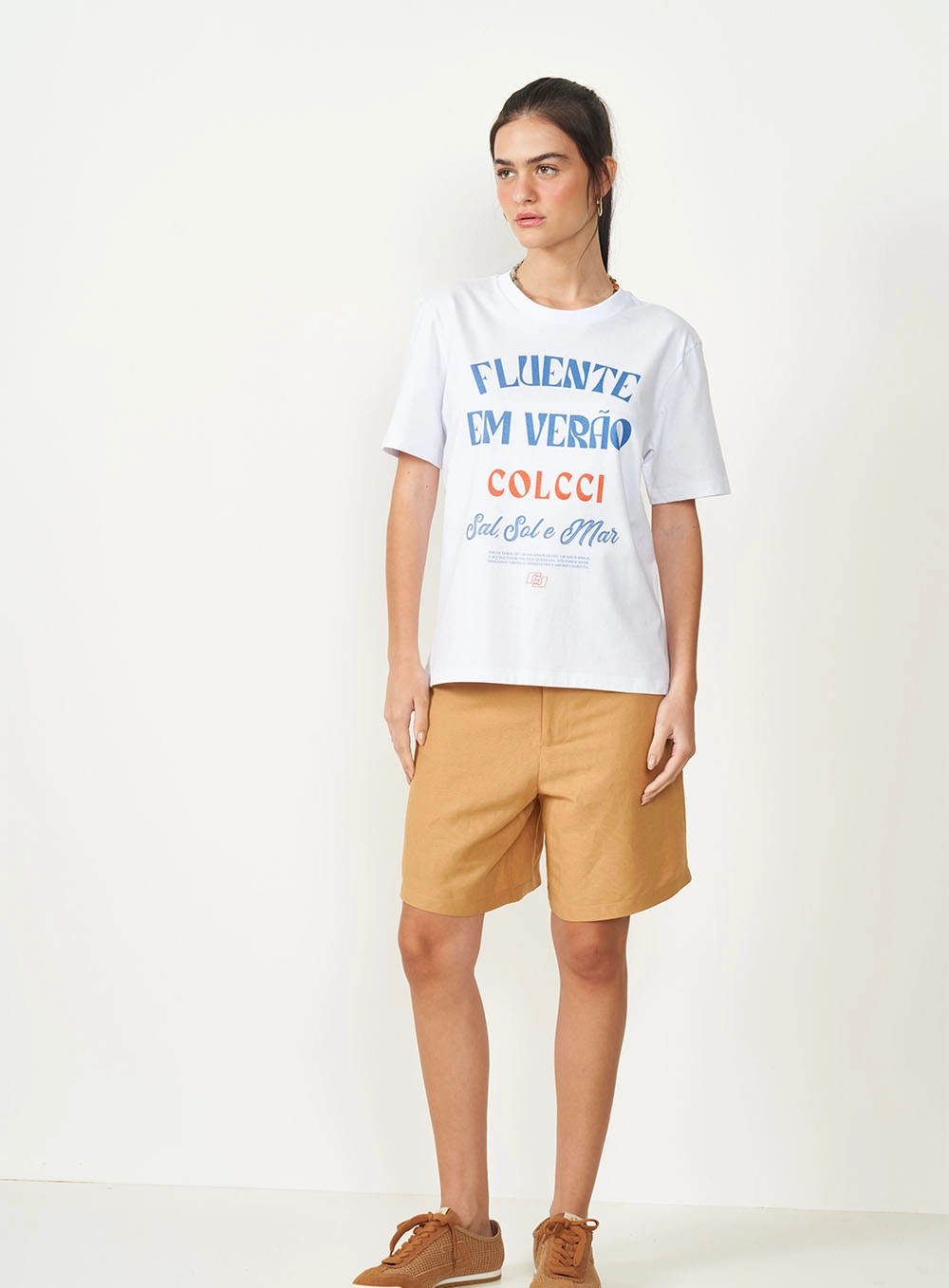 Camiseta Estampa Fluente Em Verão Branco