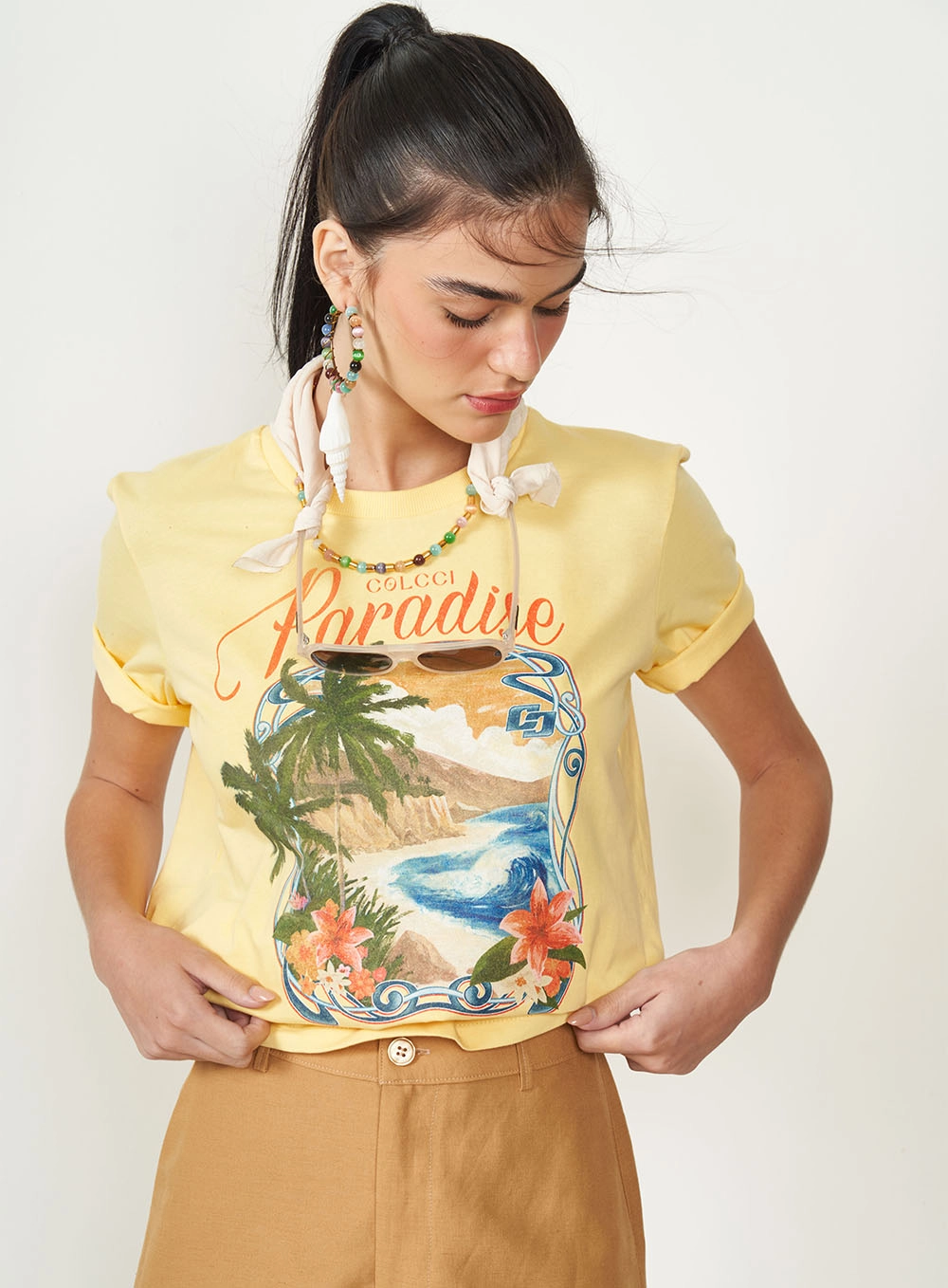 Camiseta Estampada Paradise Amarelo