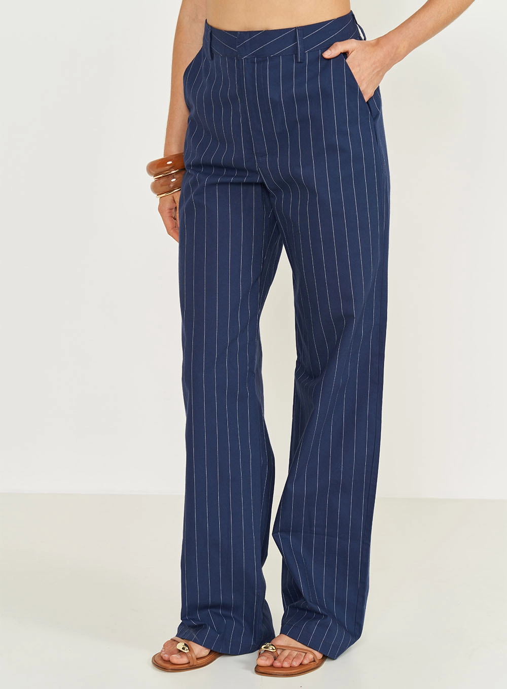 Calça Risca De Giz Alfaiataria Joana Azul