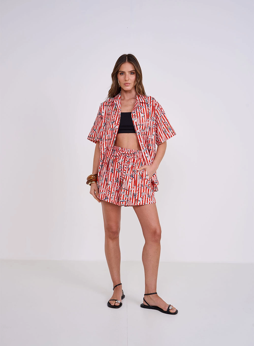 Short Jogging Estampado Cós Com Elástico Estampados