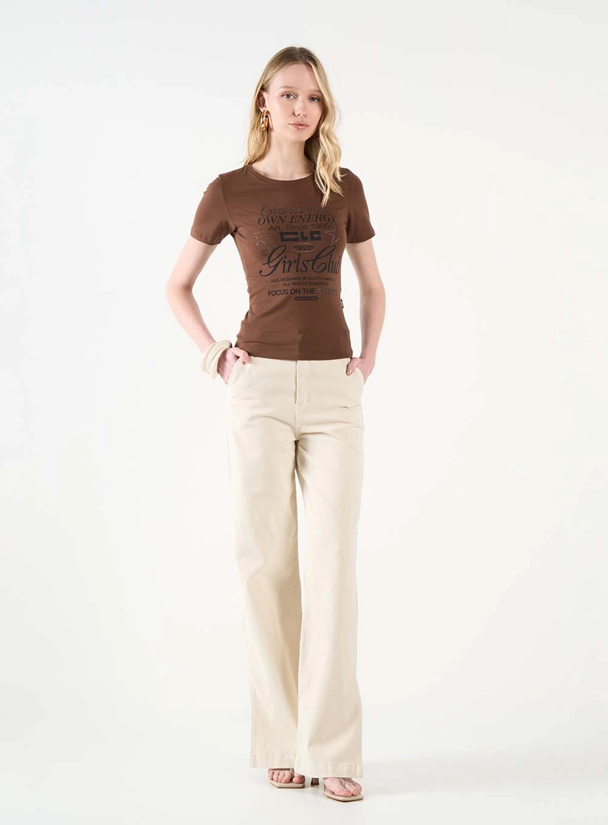 Camiseta Feminina Baby Look Marrom 2