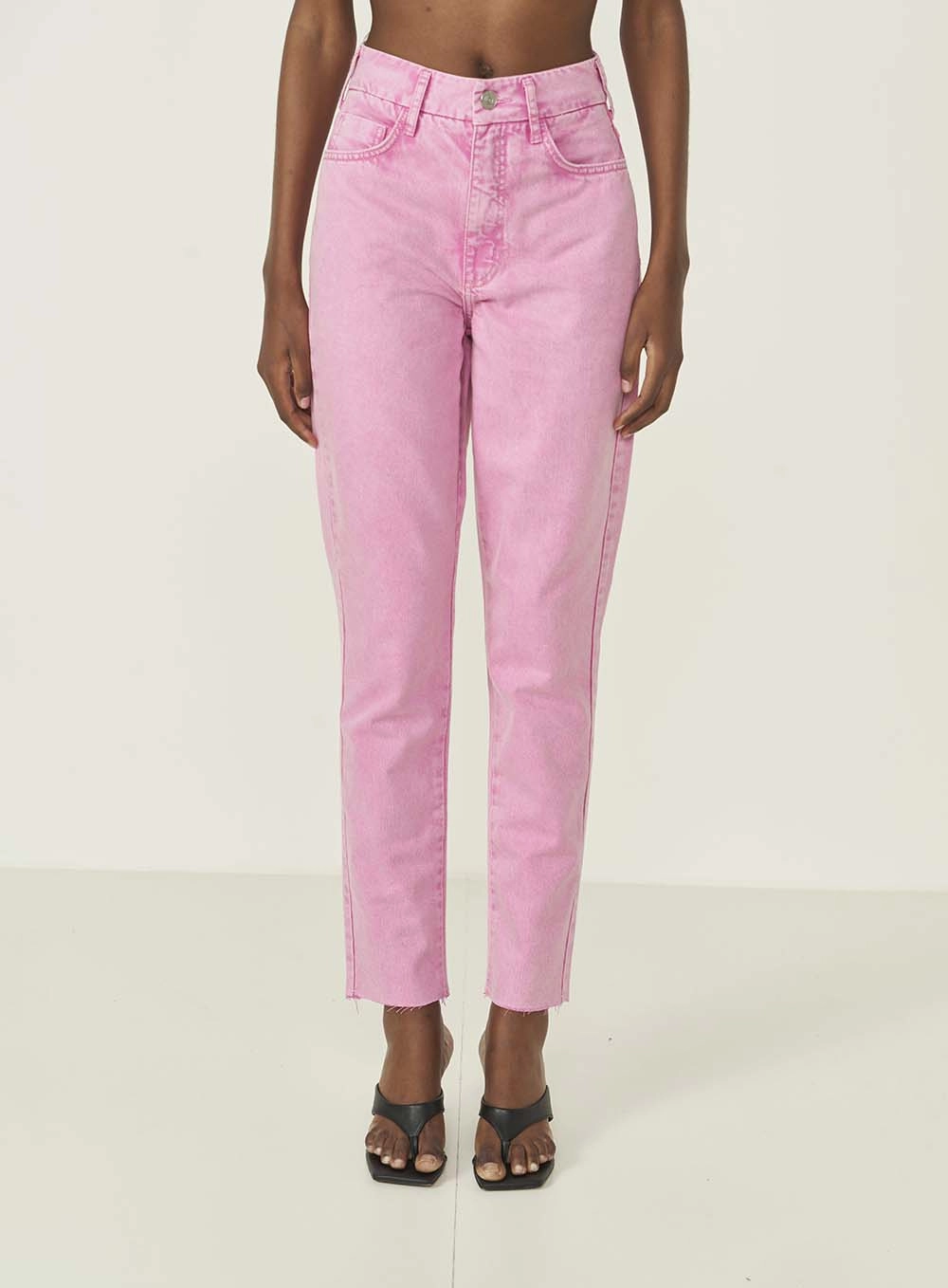 Calça Feminina Mom Em Sarja - Rosa Rosa