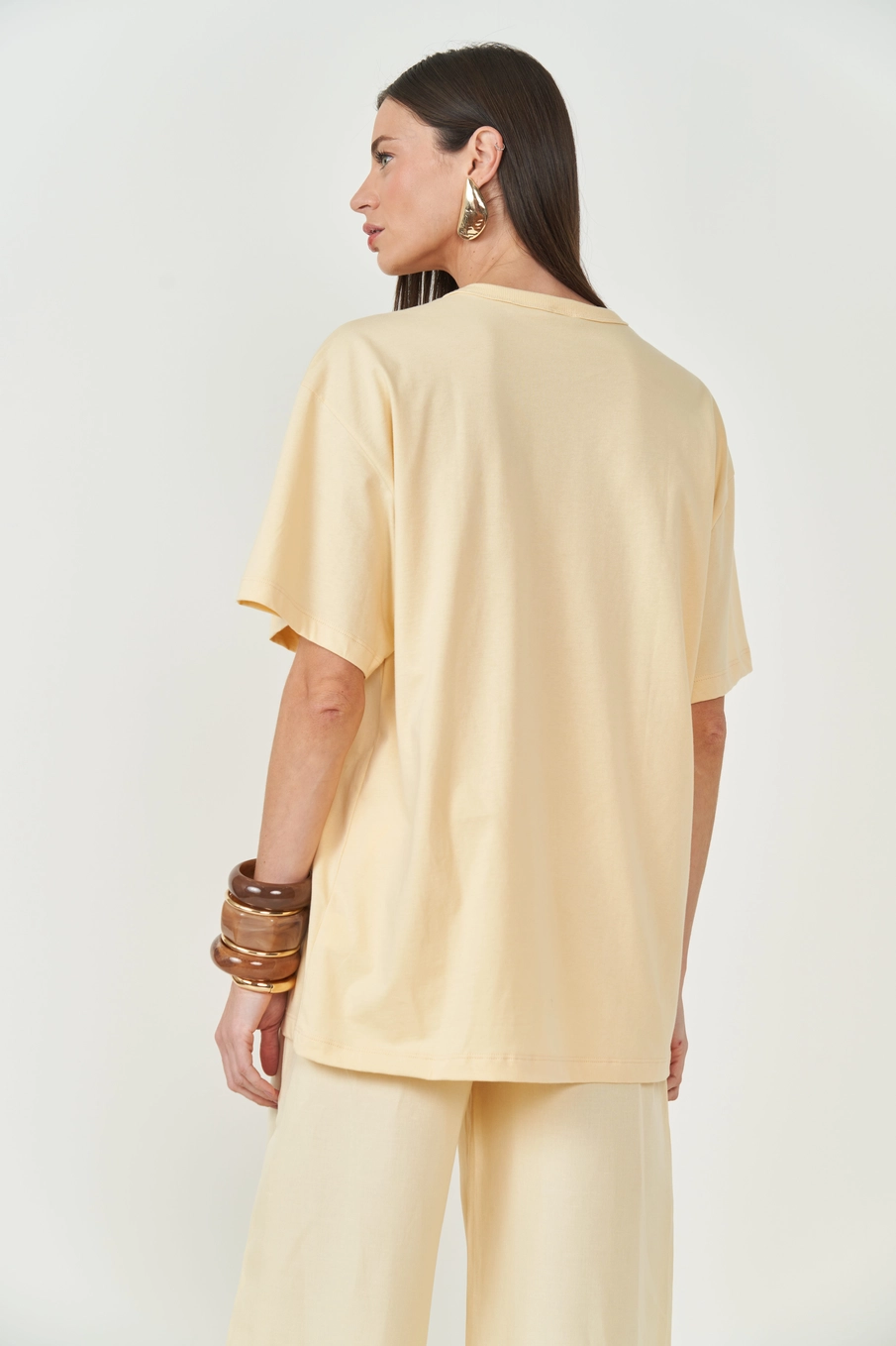 Camiseta Estampada Manga Curta Bege