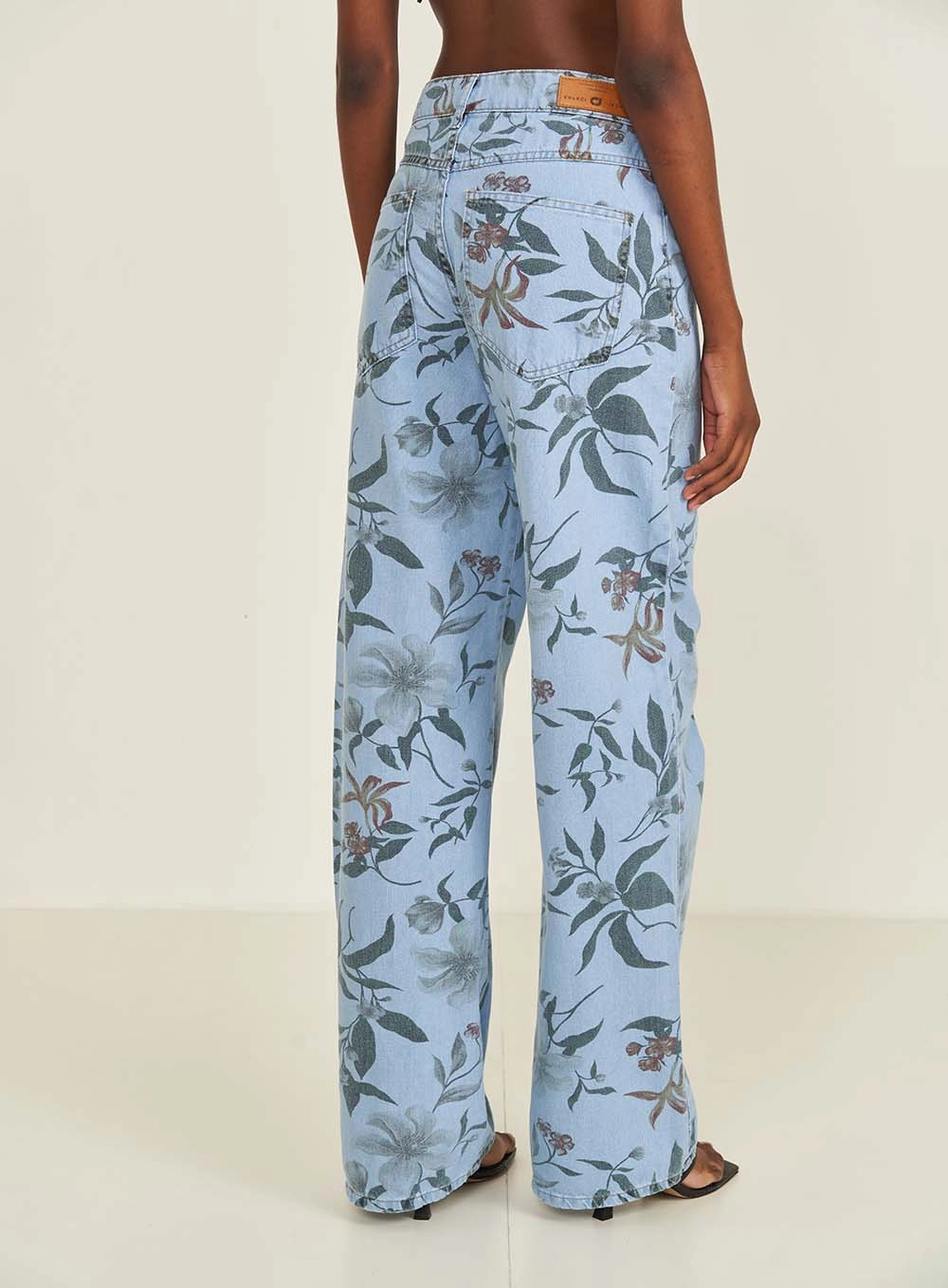 Calca Jeans Feminina Wide Leg Berlim Estampada Estampados