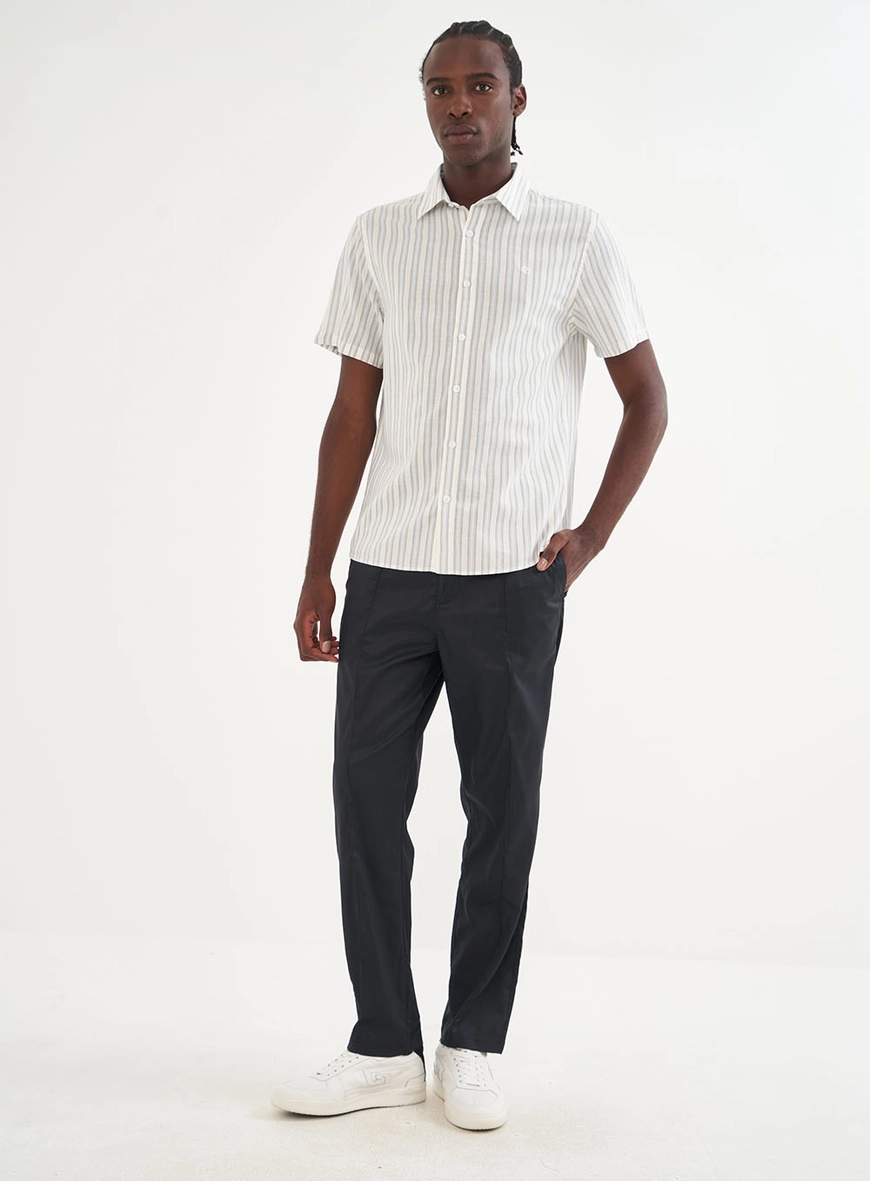 Camisa Linho Listrada Relax
