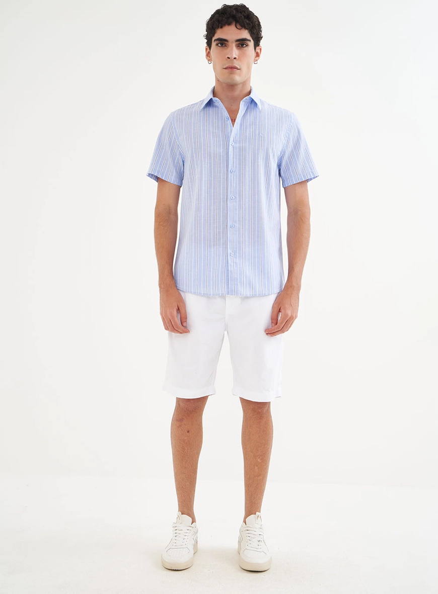 Camisa Linho Listrada Relax