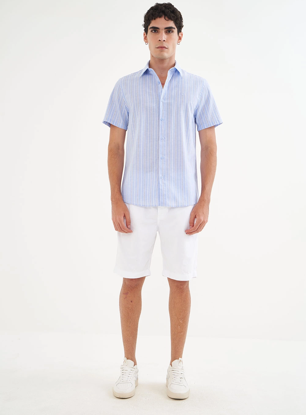 Camisa Linho Listrada Relax Estampados