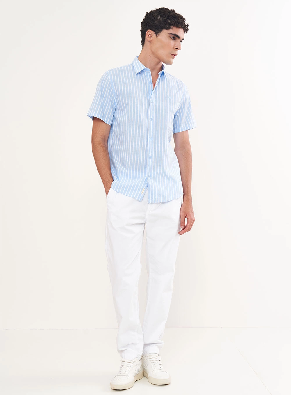 Camisa Linho Listrada Relax Estampados