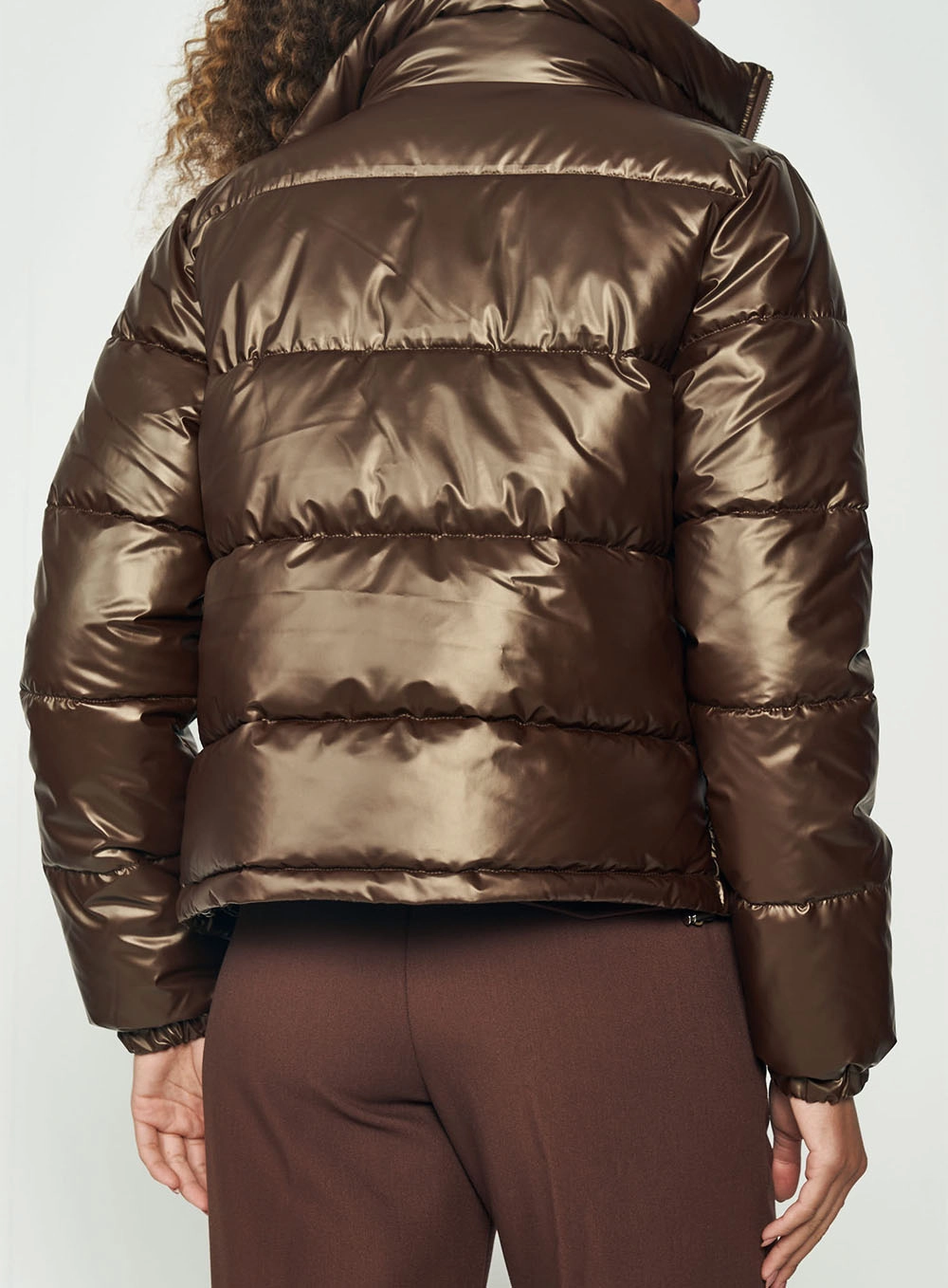 Jaqueta Feminina Puffer Gola Alta Mescla