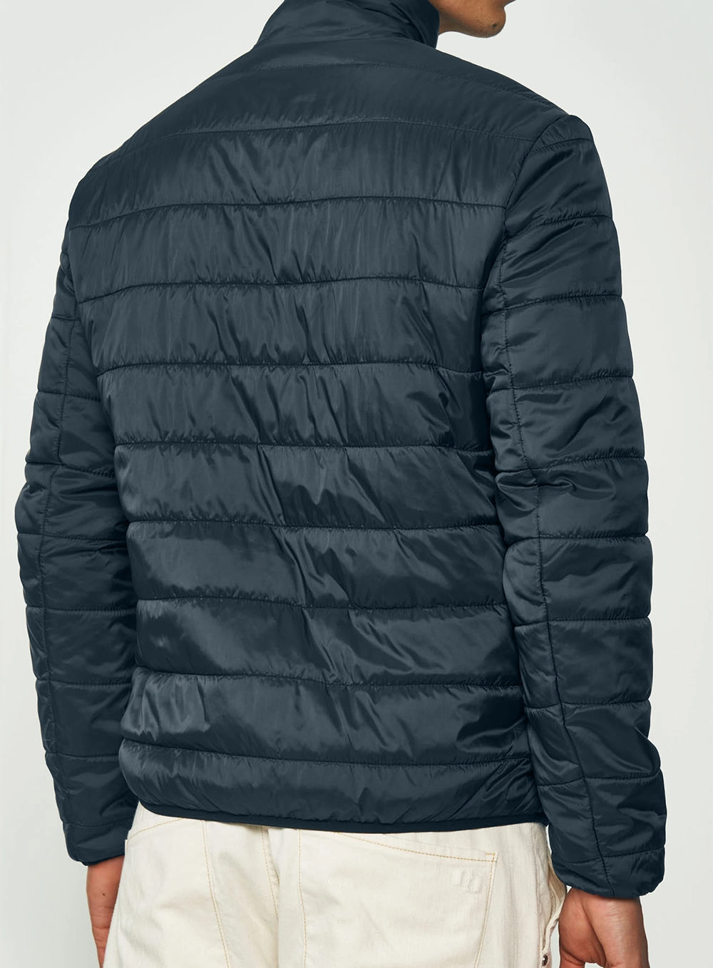 Jaqueta Puffer Masculina Gola Alta Azul