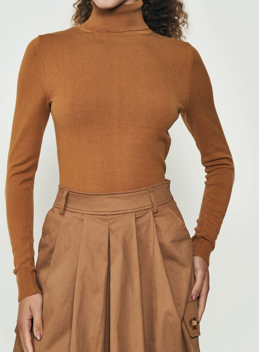 Blusa Slim Manga Longa Gola Alta