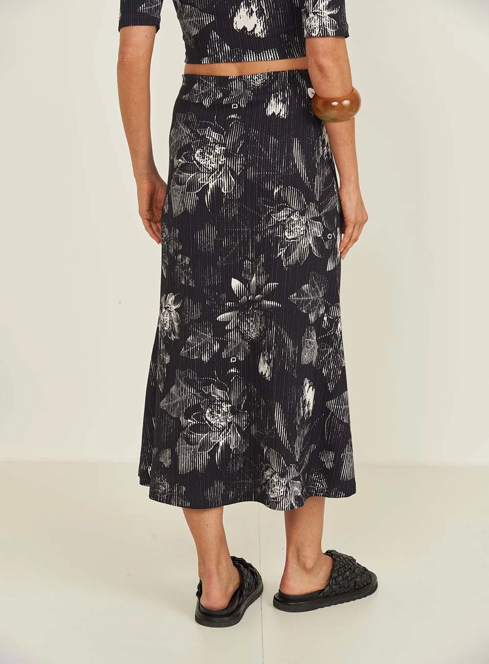 Saia Midi Evasê Estampada Estampados