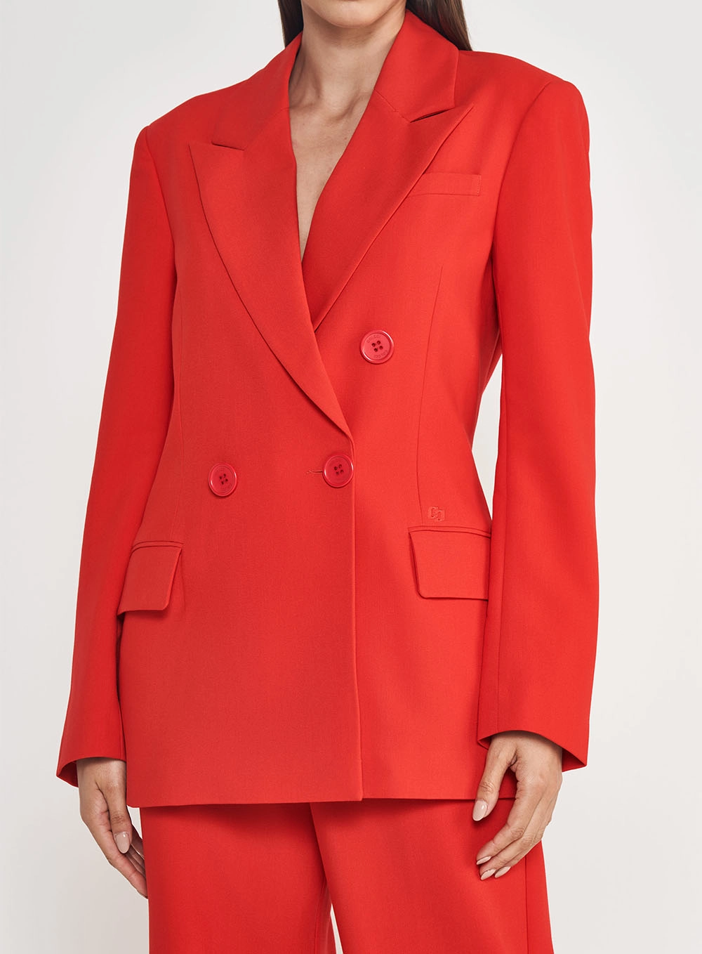 Blazer Feminino Alongado Com Transpasse Vermelho