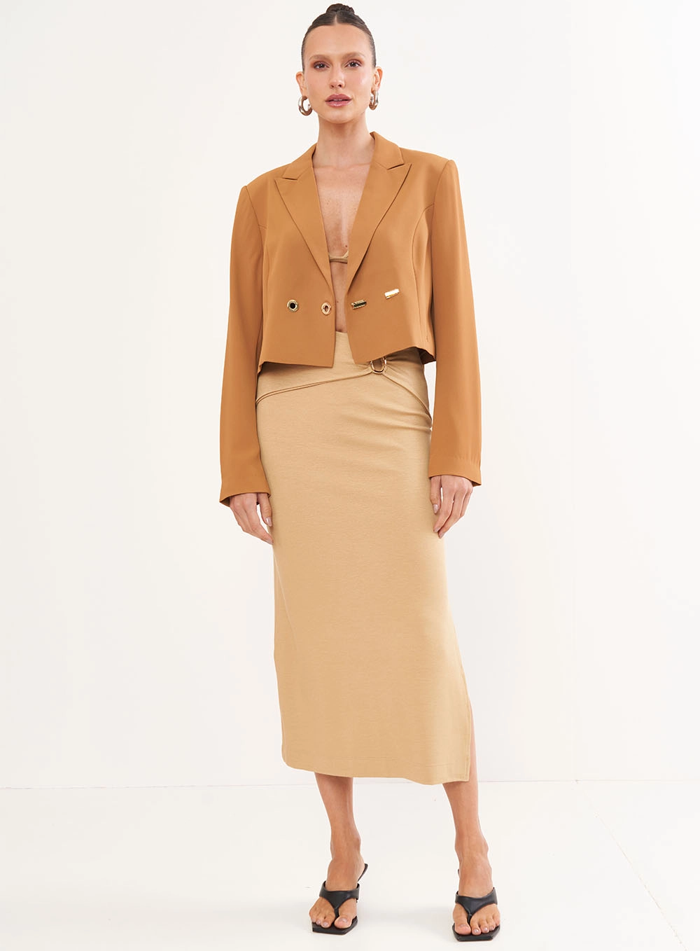 Blazer Alfaiataria Feminino Marrom Evermore