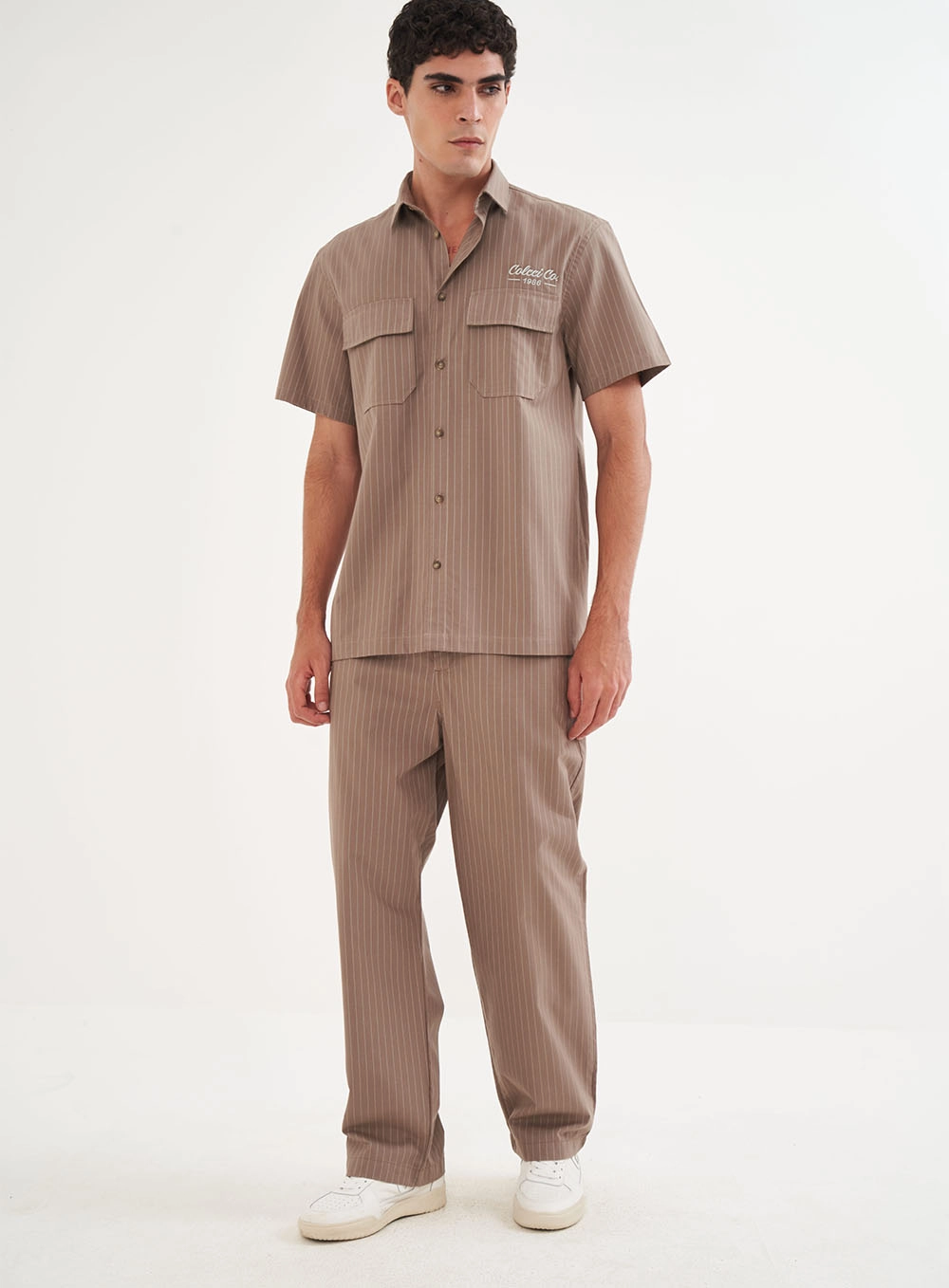Calça Masculina Listrada Alfaiataria - Loose Fit Estampados
