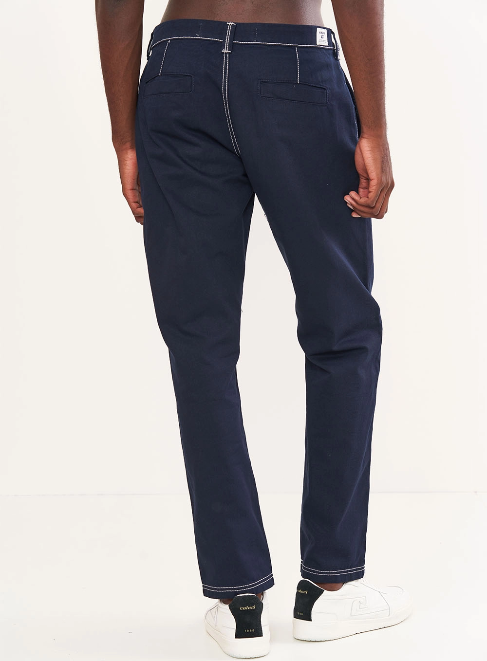 Calça Masculina Em Sarja Reta Azul