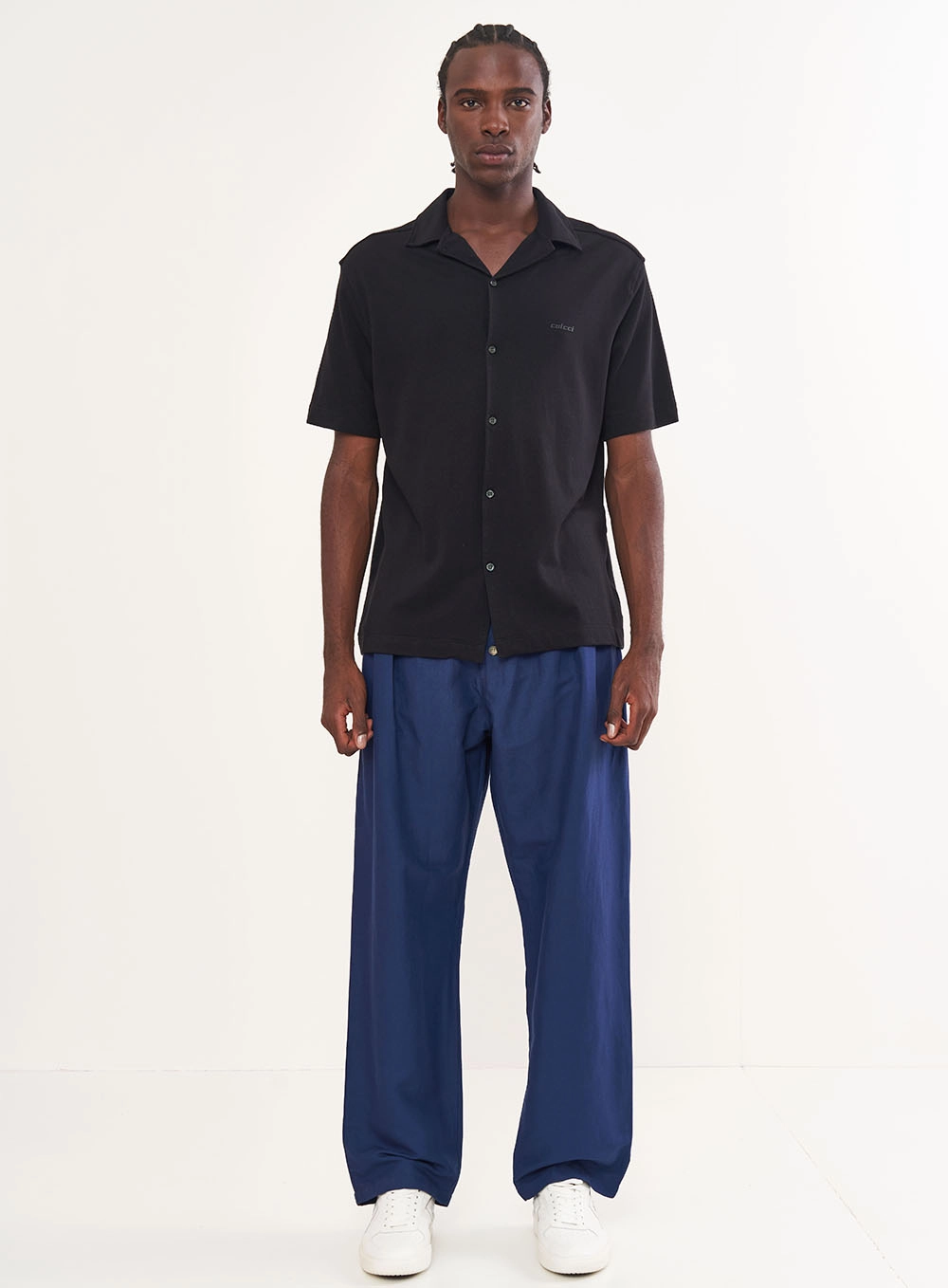 Calça Masculina Slouchy Linho Azul Darkness