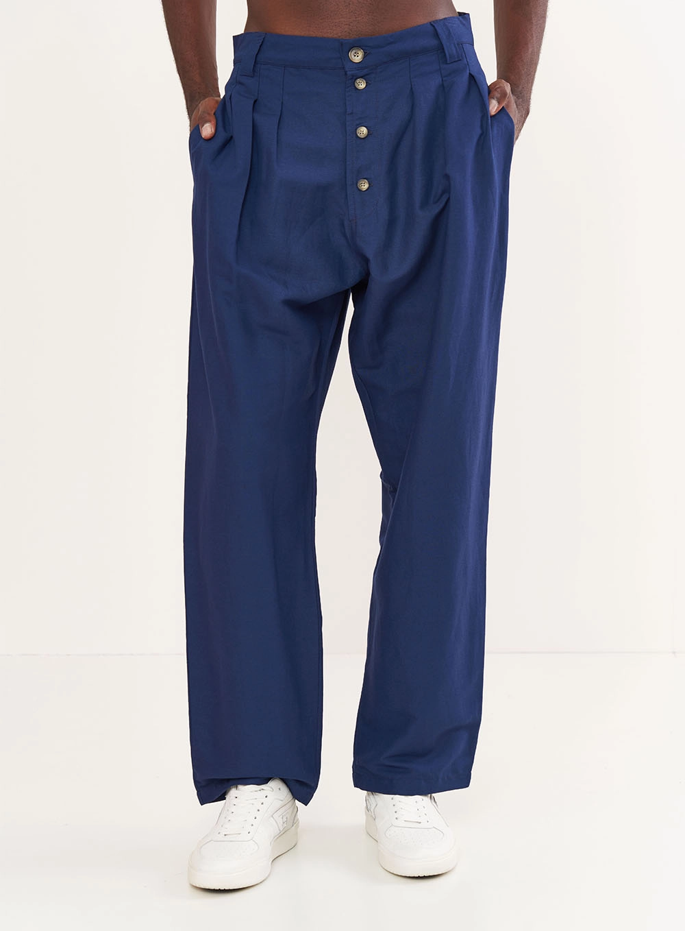 Calça Masculina Slouchy Linho Azul Darkness