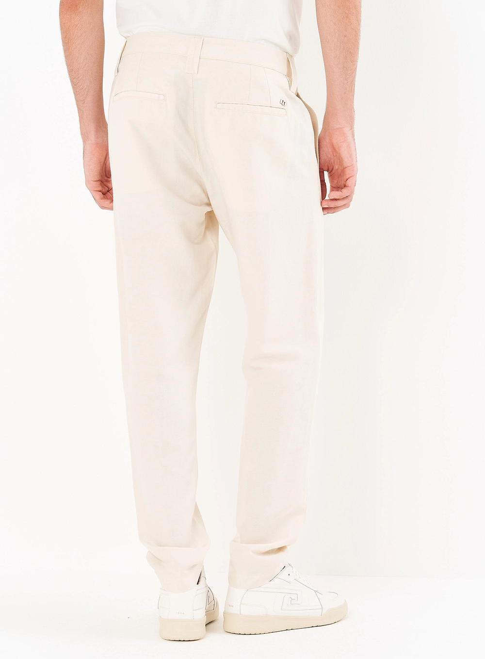 Calça Masculina Reta Em Linho Bege Italian