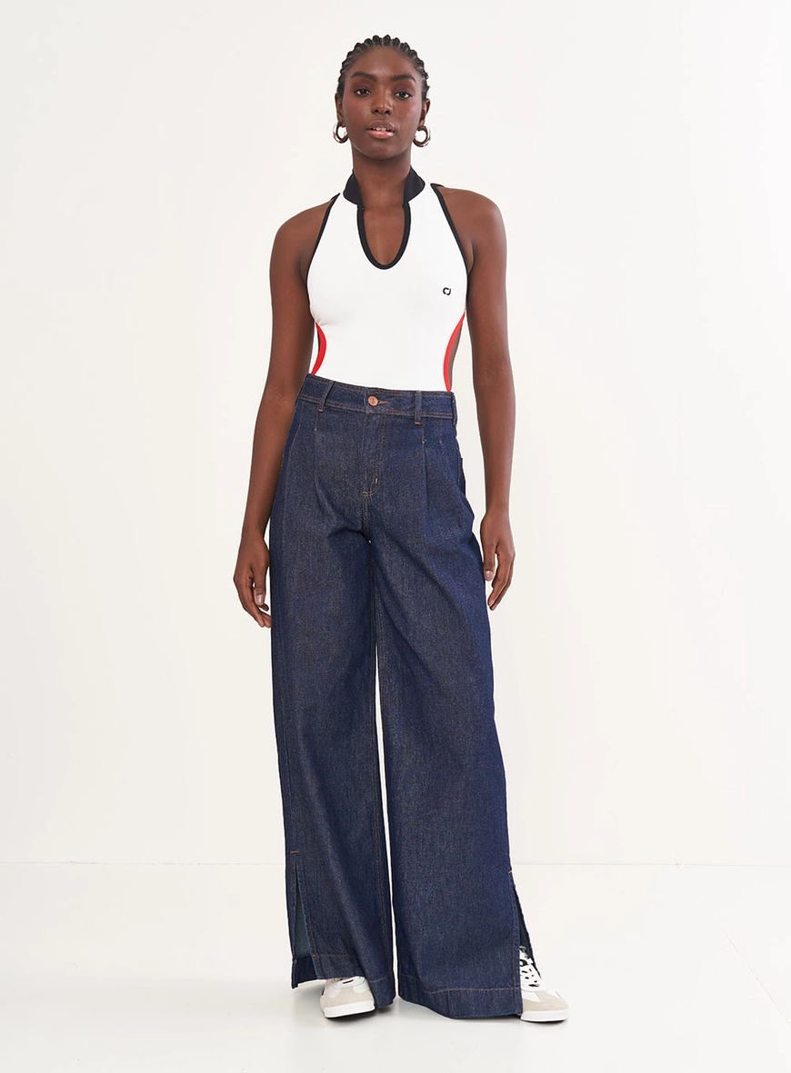 Calça Feminina Jeans Ampla - Silvia