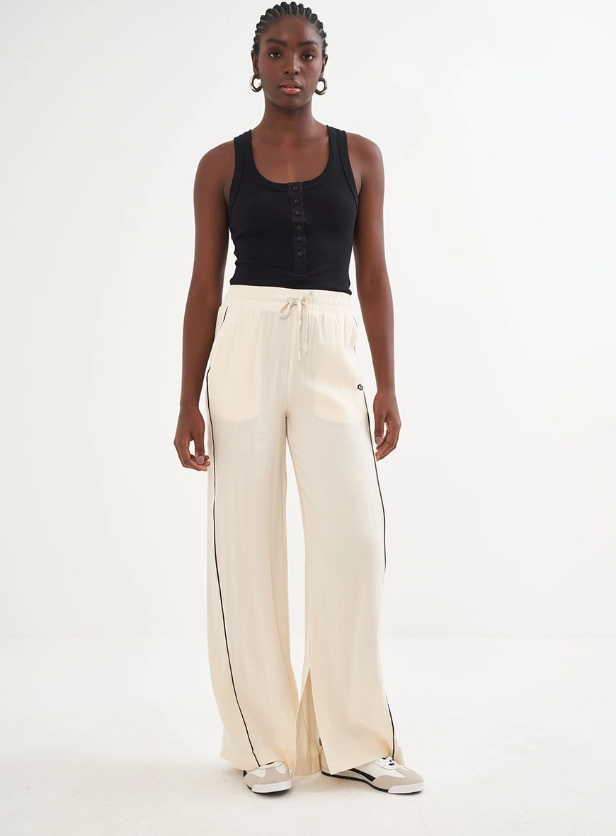 Calça Linho Pantalona Cós Com Elástico - Riviera