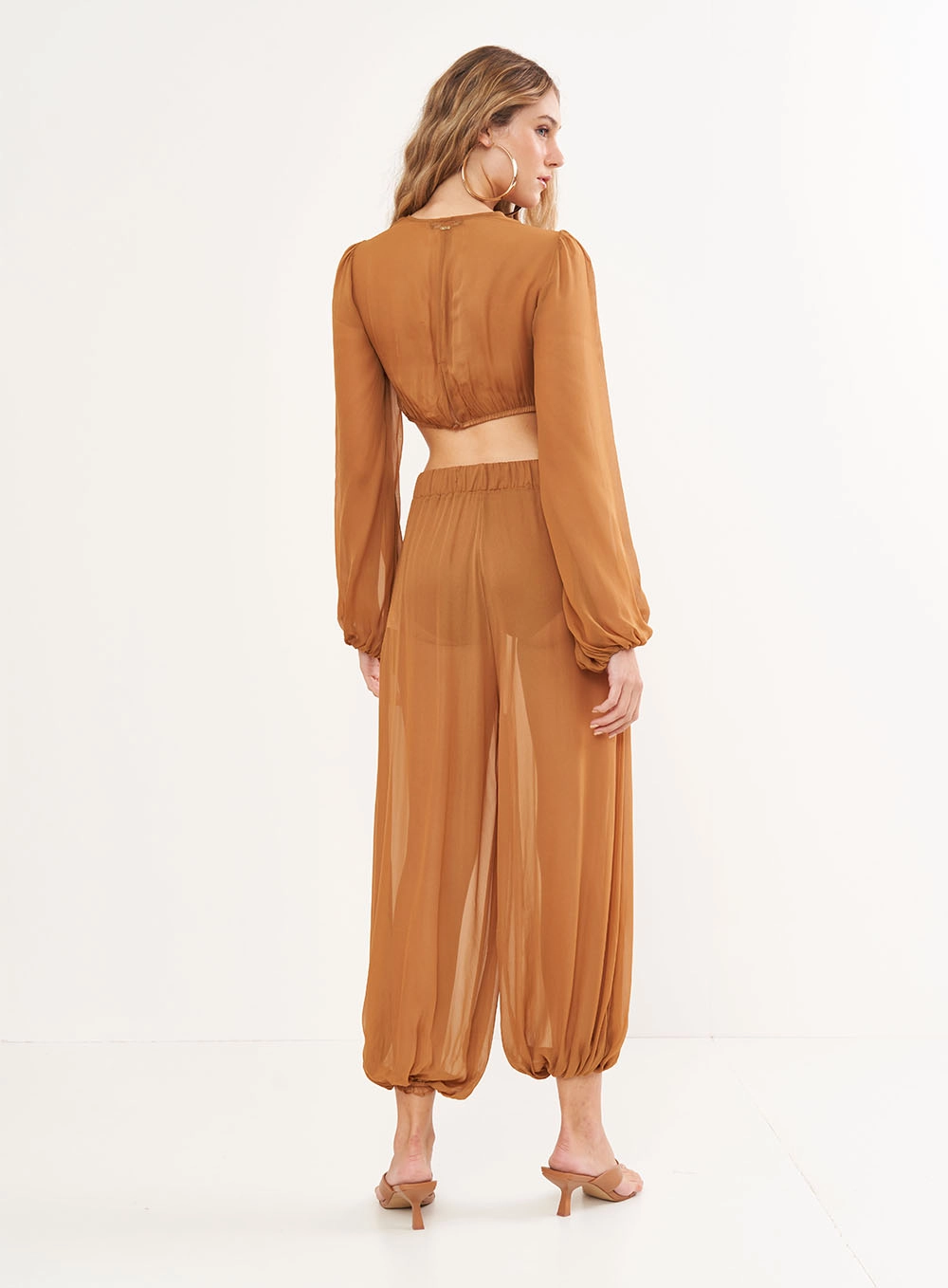 Calça Feminina Em Tule - Jade Marrom Evermore