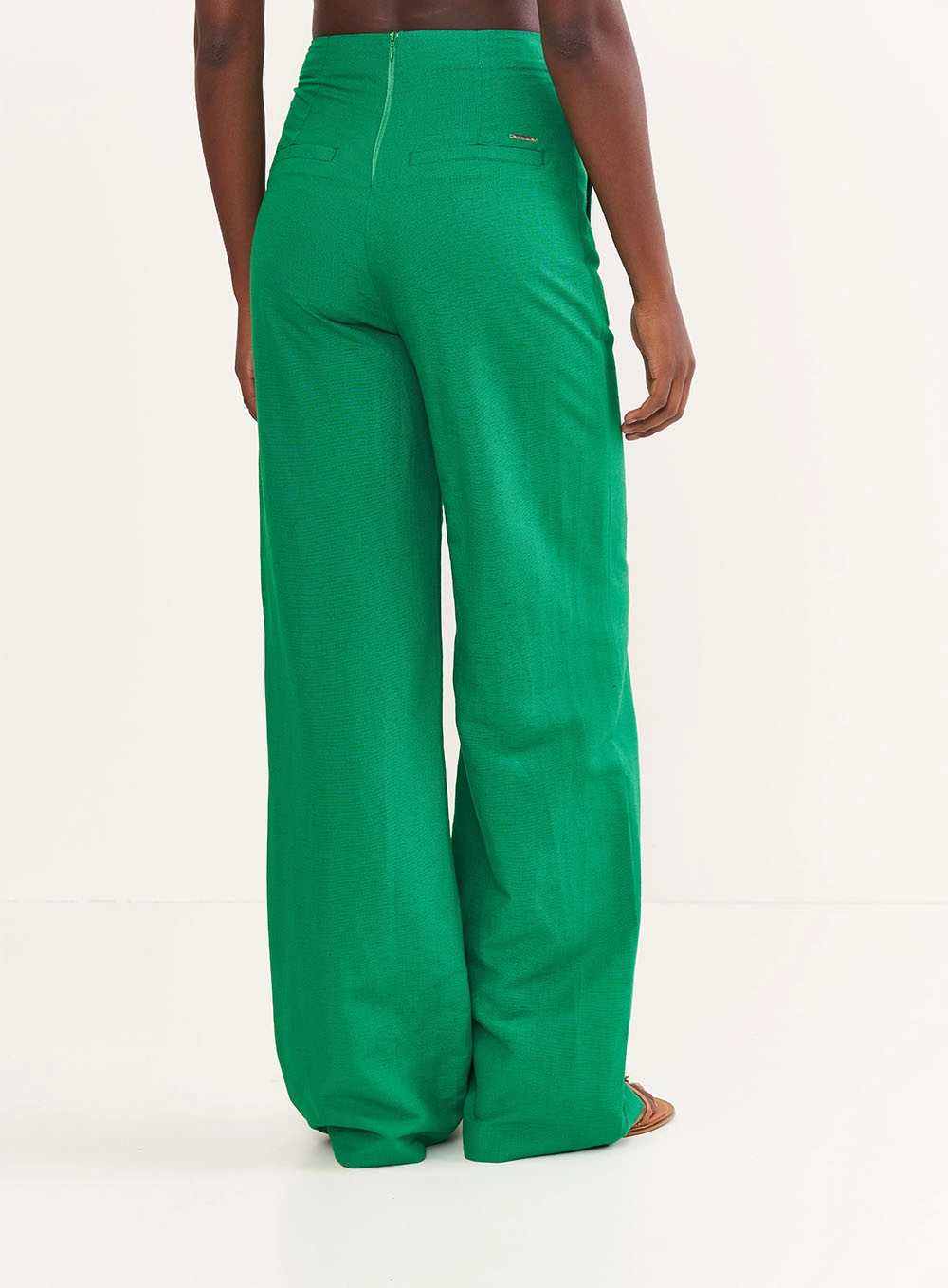 Calça Feminina Linho Reta Verde Vanity