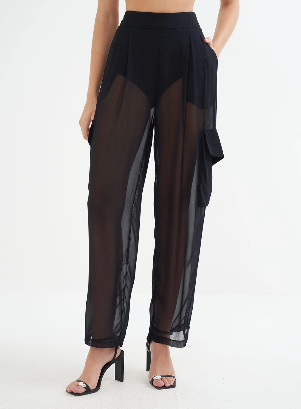 Calça Feminina Cargo Em Tule - Riviera Preto