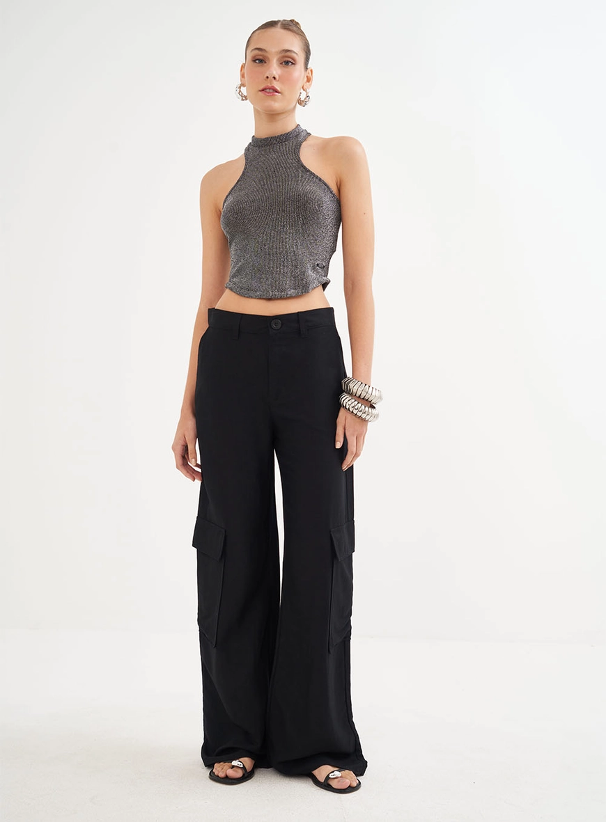 Calça Feminina Pantalona Em Linho